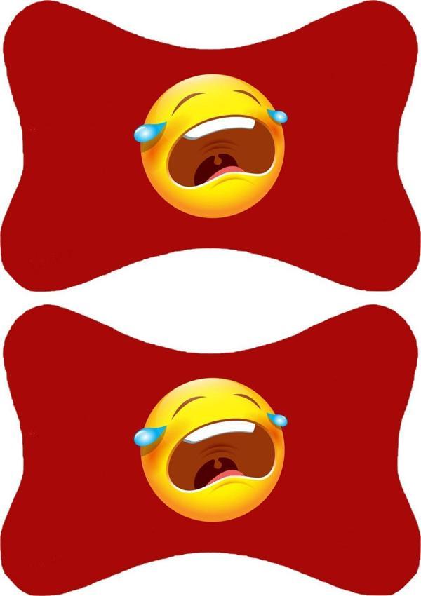 1Araba1Ev 2'Li Set Emoji Baskılı Tüm Araçlarla Uyumlu Ortopedik Kırmızı Oto Boyun Yastığı -23 - Image 1
