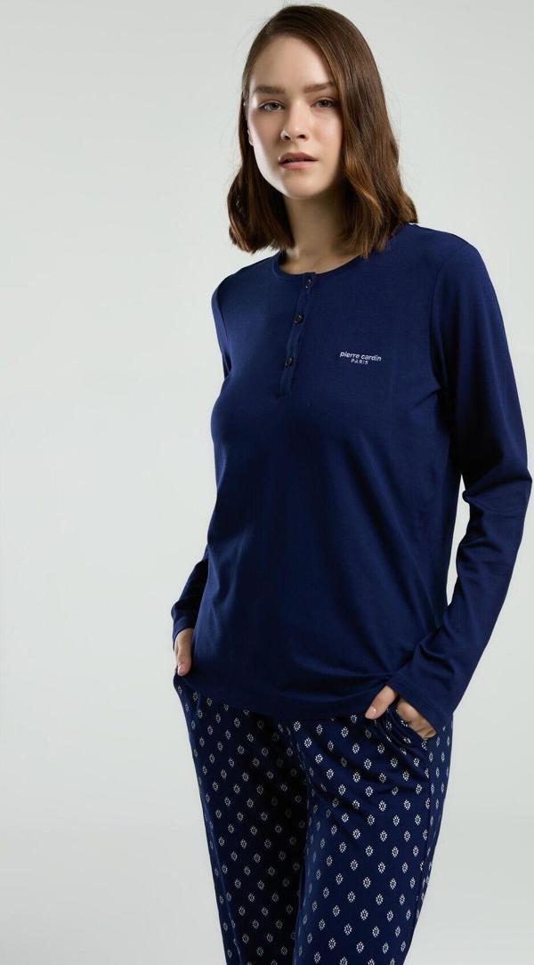 Pierre Cardin Kadın Lacivert Uzun Kol Pijama Takım - Image 1