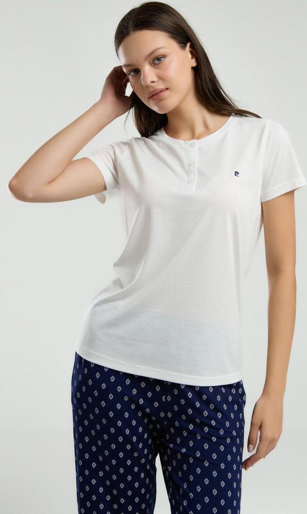 Pierre Cardin Kadın Beyaz Kısa Kol Pijama Takım - Image 1