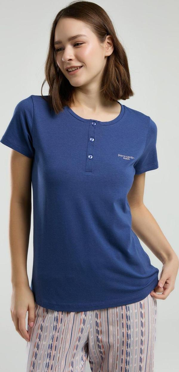 Pierre Cardin Kadın Indigo Kısa Kol Pijama Takımı - Image 1