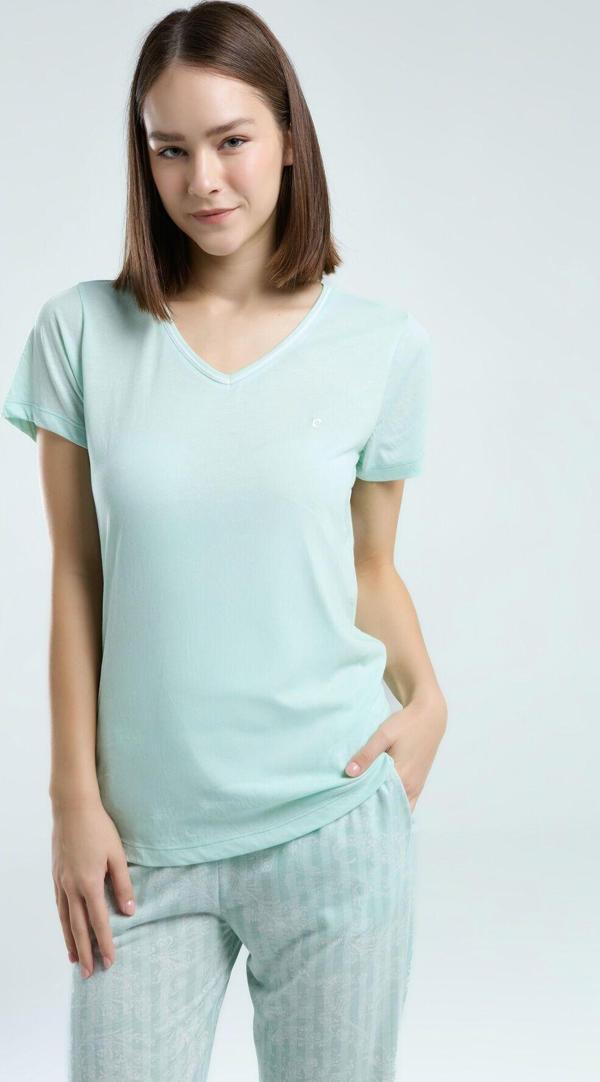 Pierre Cardin Kadın Yeşil Kısa Kol Pijama Takım - Image 1