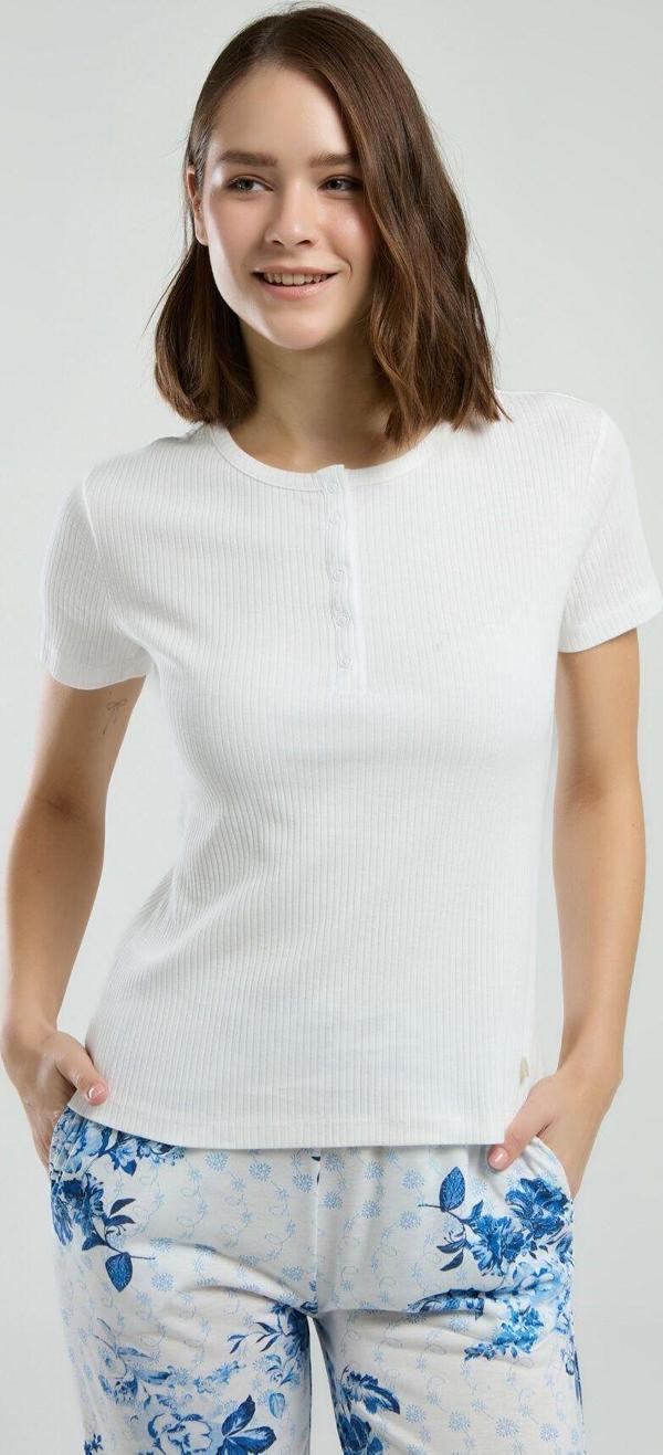 Pierre Cardin Kadın Beyaz Kısa Kol Pijama Takım - Image 1
