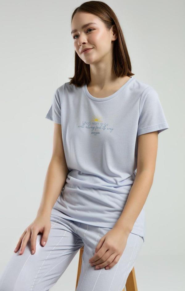 Pierre Cardin Kadın Mavi Kısa Kol Pijama Takım - Image 1