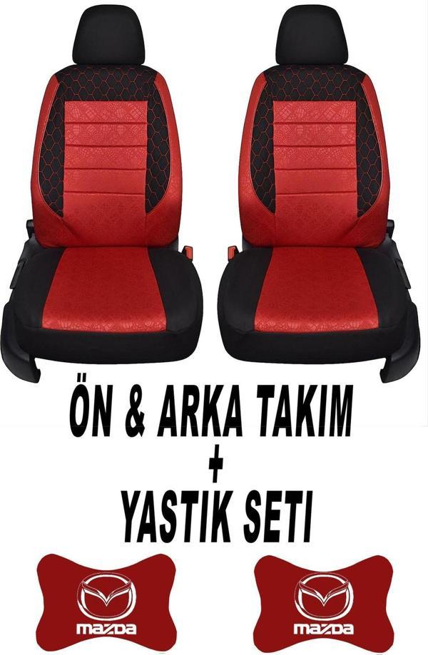 1Araba1Ev Oto Koltuk Kılıfı Mazda Ön Arka Takım + 2 Adet Boyun Yastığı Seti - Image 1