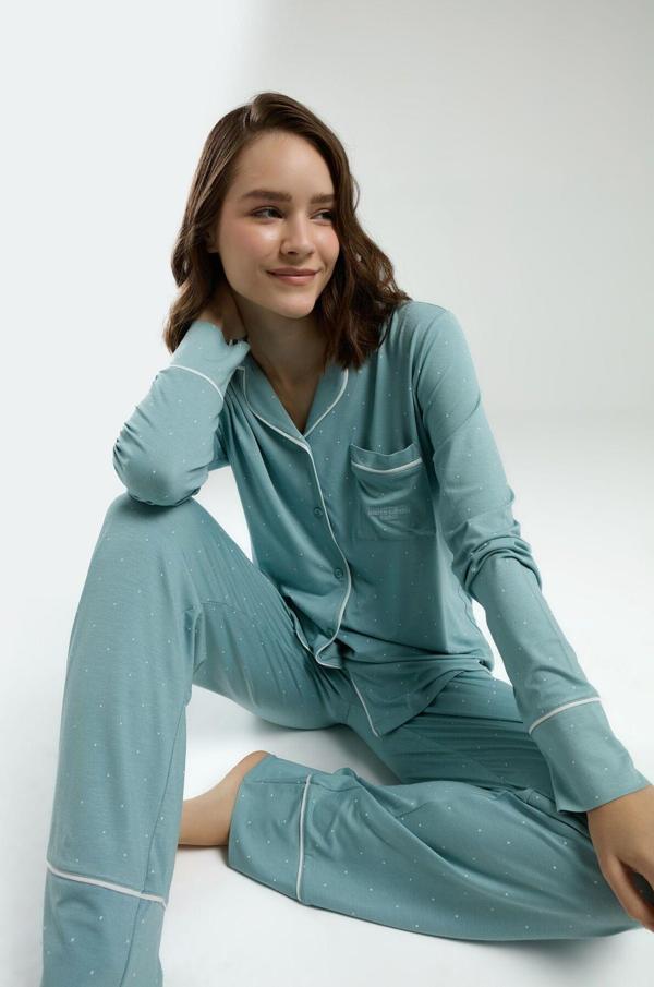 Pierre Cardin Kadın Yeşil Gömlek Pijama Takım - Image 1