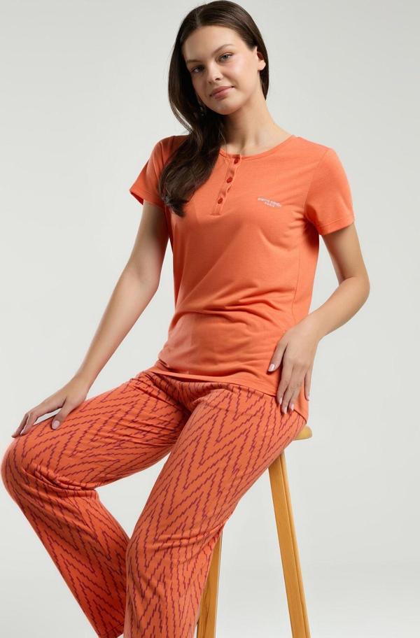 Pierre Cardin Kadın Turuncu Kısa Kol Pijama Takım - Image 1