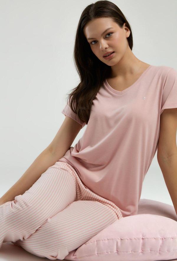 Pierre Cardin Kadın Pembe Kısa Kol Pijama Takım - Image 1