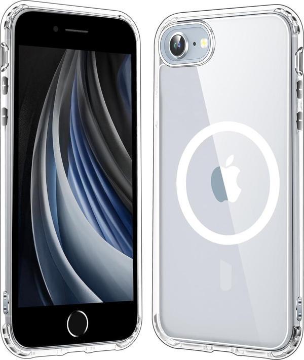 iPhone 7-8-SE 2020-SE 2022 Uyumlu Kamera Korumalı Magsafe Wireless Şarj Özellikli Şeffaf Silikon Kılıf - Image 1