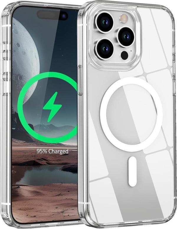 iPhone 12 Pro Uyumlu Kamera Korumalı Magsafe Wireless Şarj Özellikli Şeffaf Silikon Kılıf - Image 1
