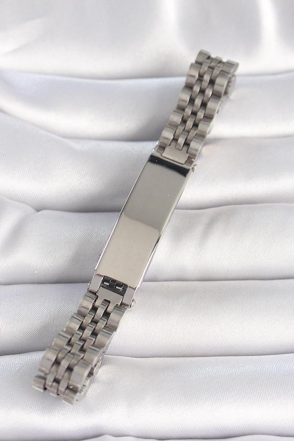 Bakımlı Erkek için Silver Çelik Zincir Künye Bileklik - Image 1