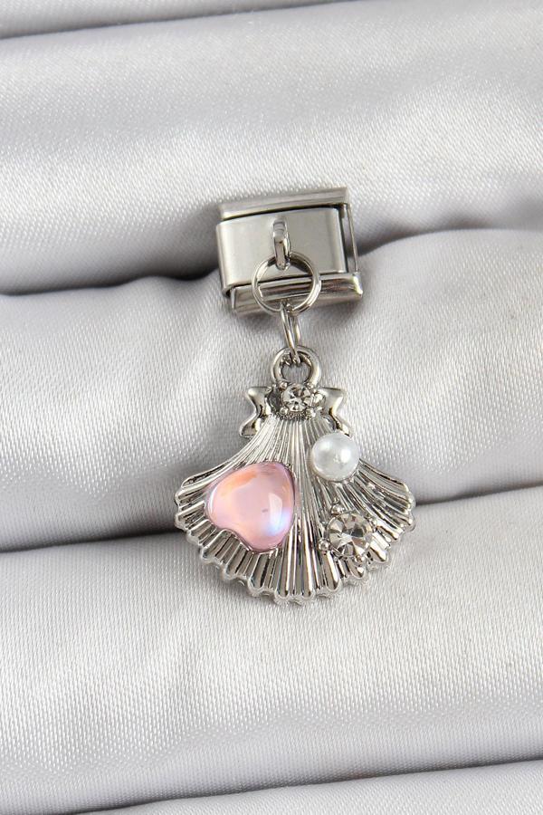 Zarif Kadın için Silver Çelik Sallantı İncili İstiridye Bakla Bileklik - Image 1