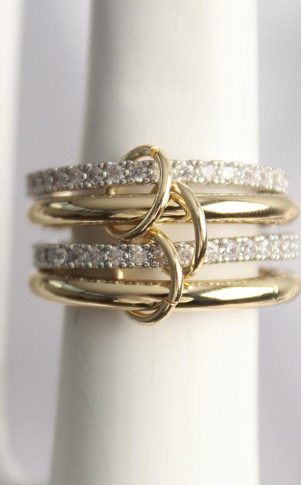 Zarif Kadın için Golden Pirinç Zirkonlu Dörtlü Yüzük - Image 1