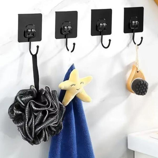 Büro Ev Ofis Düzeni için 10 Adet Siyah Duvara Dolap Üstü Yapışır Askı Seti - Image 1