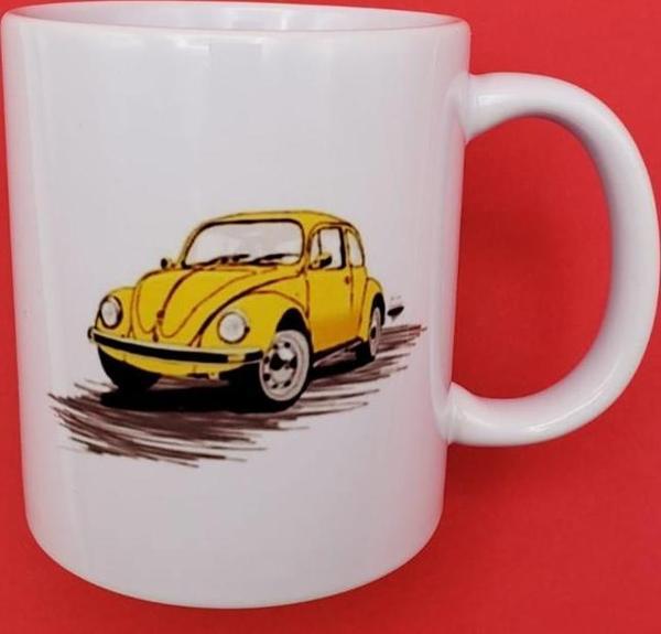 Büro Ev Ofis Kupa Bardağı için Sarı Vosvos Motifli Kupa Bardak - Image 1