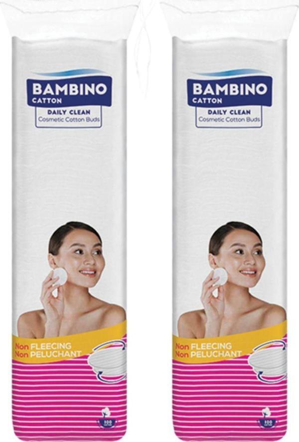 Bambino Cotton Makyaj Temizleme Pamuğu Disk 100Lü X 2 - Image 1