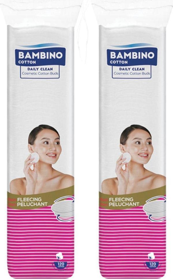 Bambino Cotton Makyaj Temizleme Pamuğu Disk 120Li X 2 - Image 1