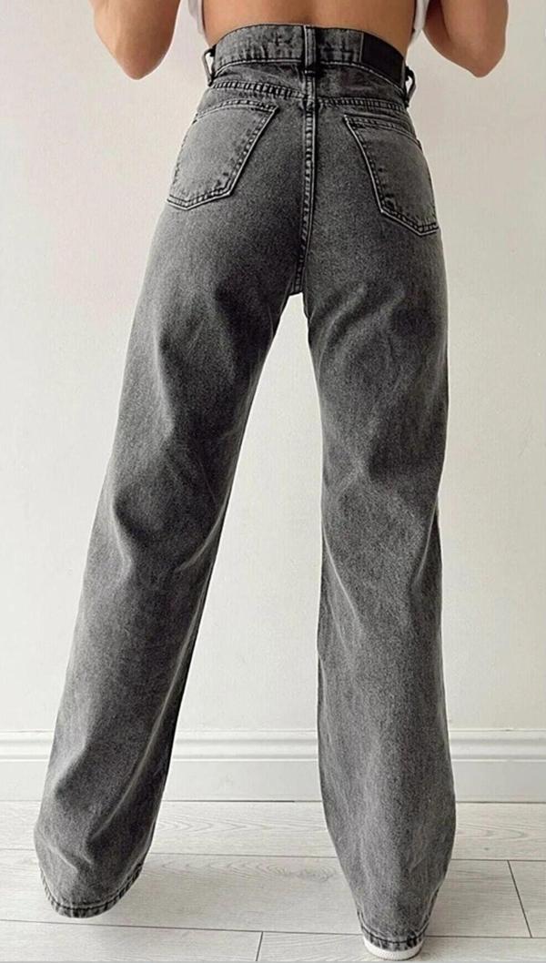 Viking'S Line Kar Yıkama Salaş Kot Pantolon Buz Mavi Kar Likrasız Palazzo - Image 1