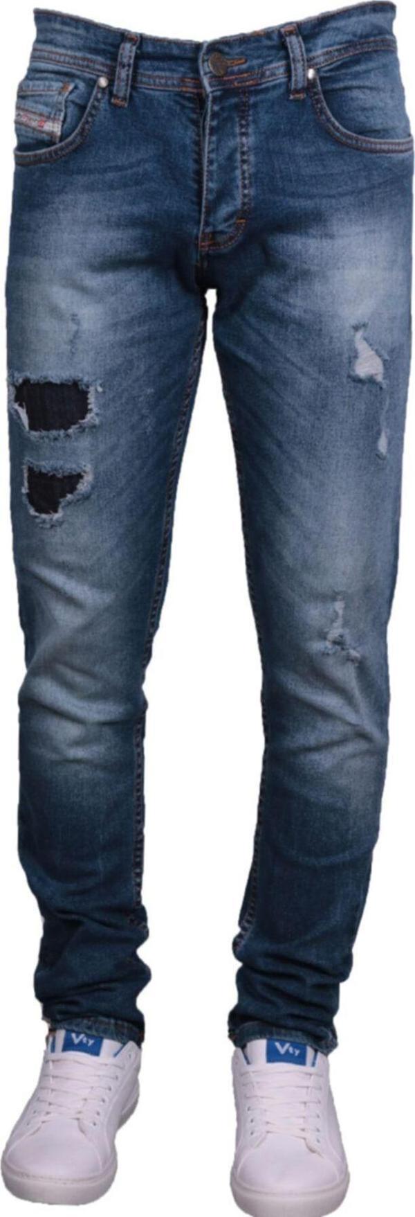 Viking'S Line Erkek Mavi Denim Perç Işlemli Spor Trent Pantolon - Image 1