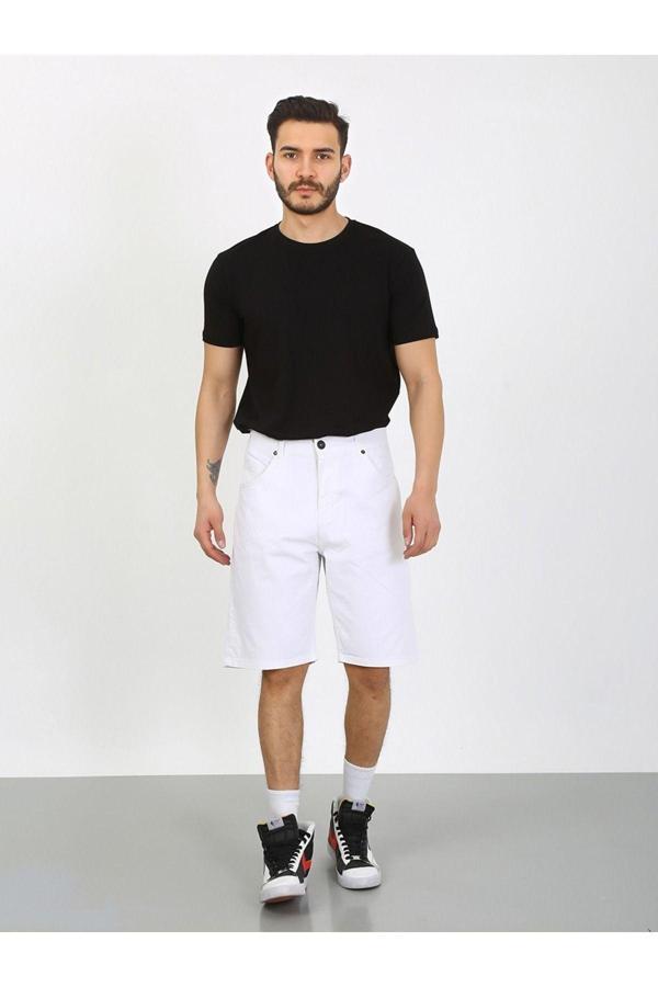 Kaizer Denim Erkek Beyaz Baggy Şort - Image 1