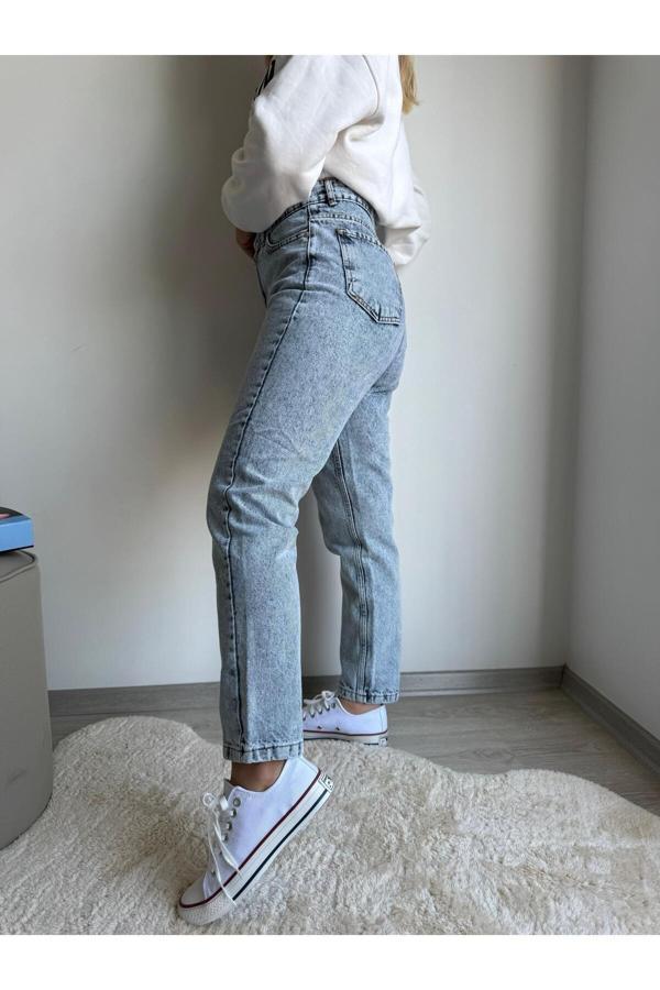 Dossy Dossy Yeni Sezon Mavi Mom Jeans Yüksek Bel Kot Pantolon - Image 1