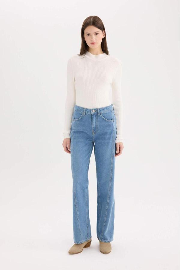 Curcunashop Süper Yüksek Bel Kar Yıkamalı Palazzo Jean - Image 1