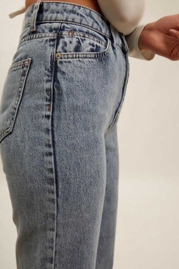 Cıqulata Kadın Rodya Mavi Likralı Bol Paça Jean - Salaş Kot Pantolon - Image 1