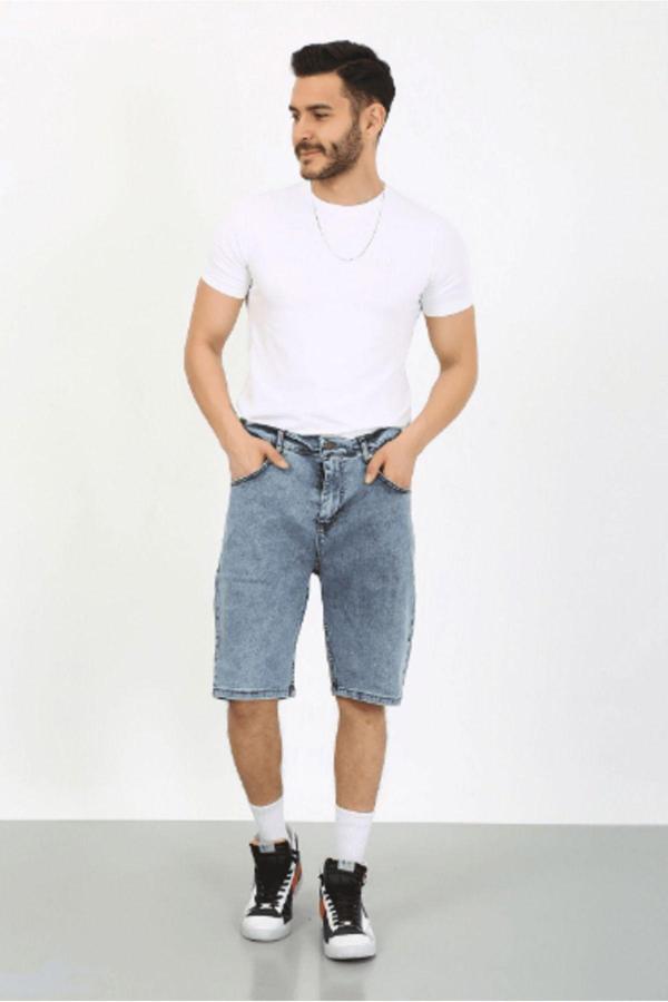 Kaizer Denim Erkek Gri Baggy Şort - Image 1