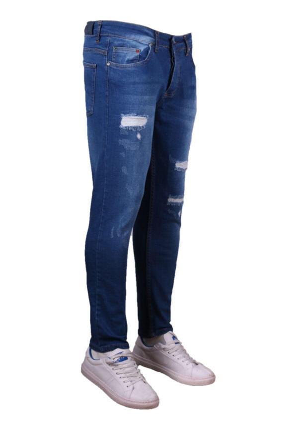 Viking'S Line Erkek Penç Lazer Işlemli Mavi Pantolon. - Image 1