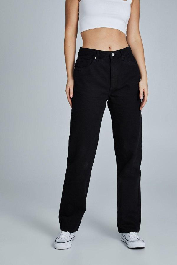 Viking'S Line Siyah Likralı Palazzo Salaş Paça Süper Yüksek Bel Jean Pantolon . - Image 1