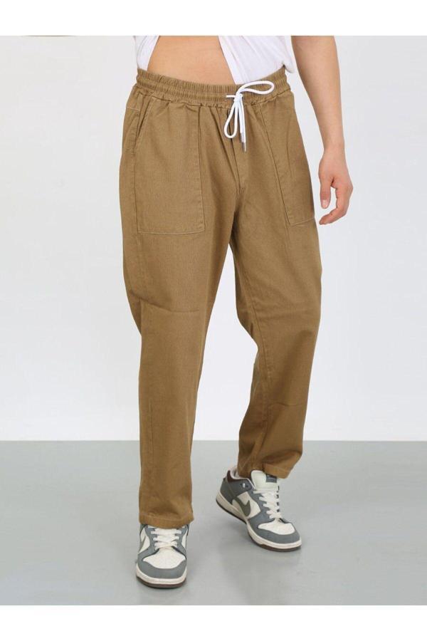 Kaizer Denim Camel Rengi Oversize Premium Sewing Cepli Yürüyüş Pantolonu-Camel - L - Image 1