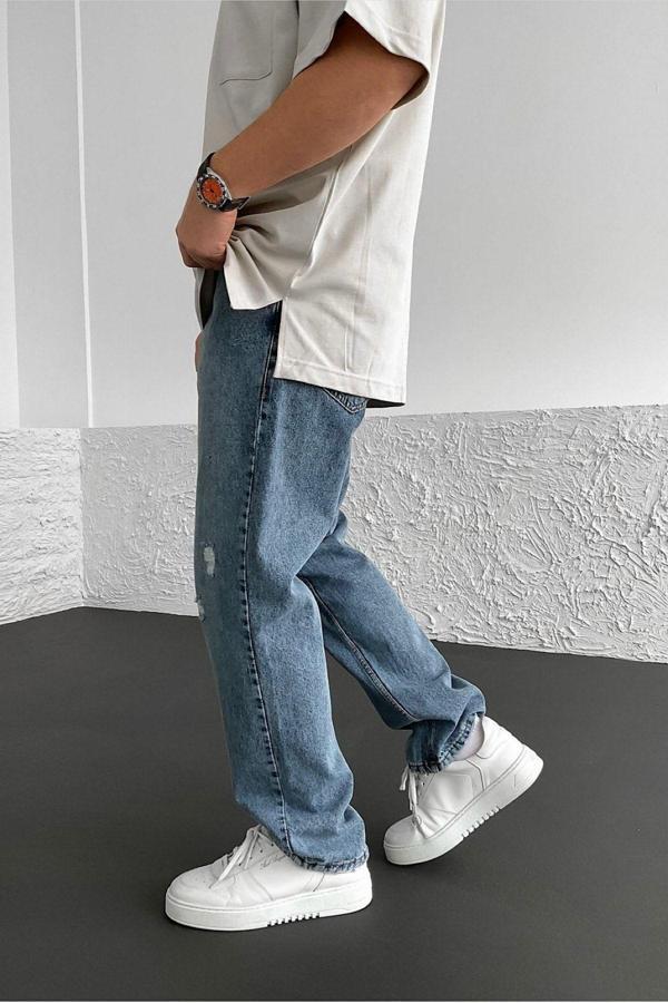 No61 Man Baggy Bol Paça Rahat Kalıp Kot Pantolon - Image 1
