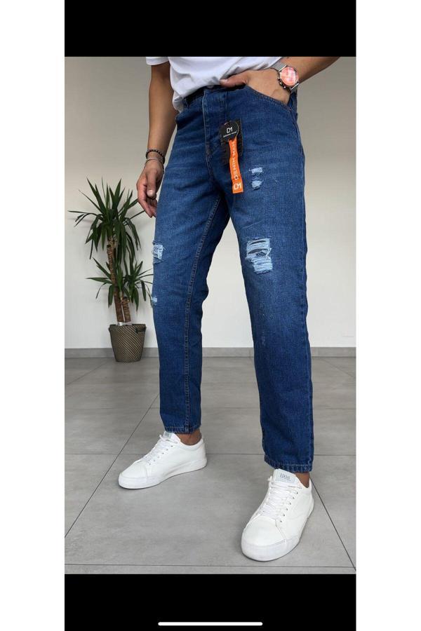 Kaizer Denim Dnmman Erkek Boyfriend Fit Yıkamalı Lazer İşlemli Jean - Image 1