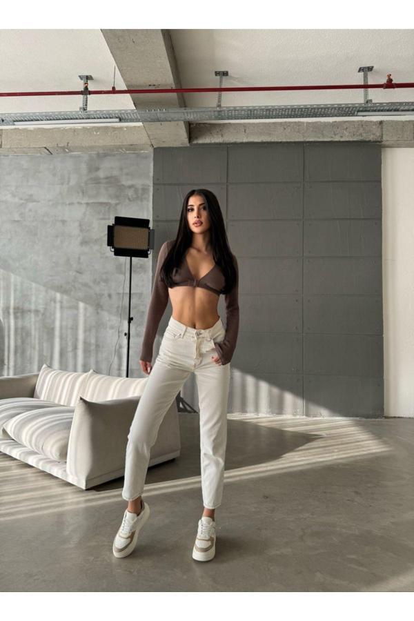 Aida Fashion Bej Mom Jean - Image 1