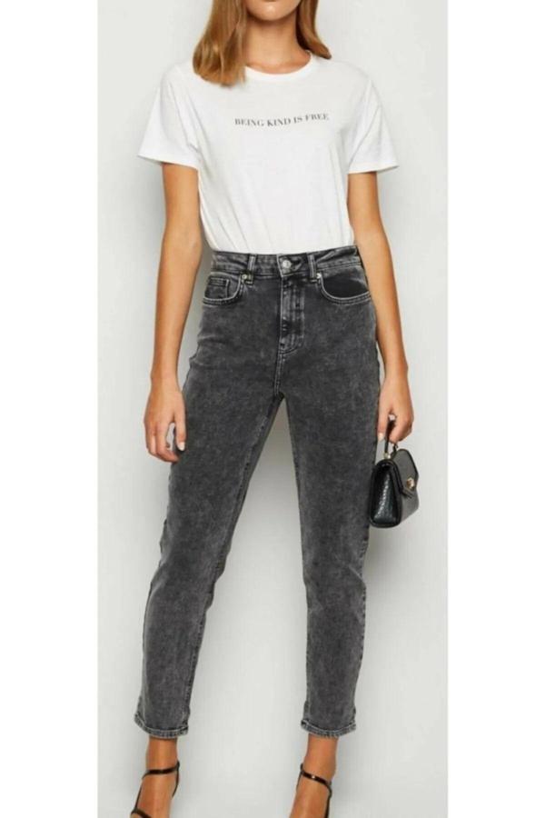 Tebessüm Life Ramrod Füme Boyfriend Jean Kadın Solmaz Mom Toparlayıcı Kot Pantolon - Image 1