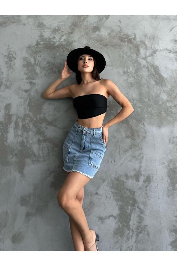 Kaizer Denim Kot Mini Etek - Image 1