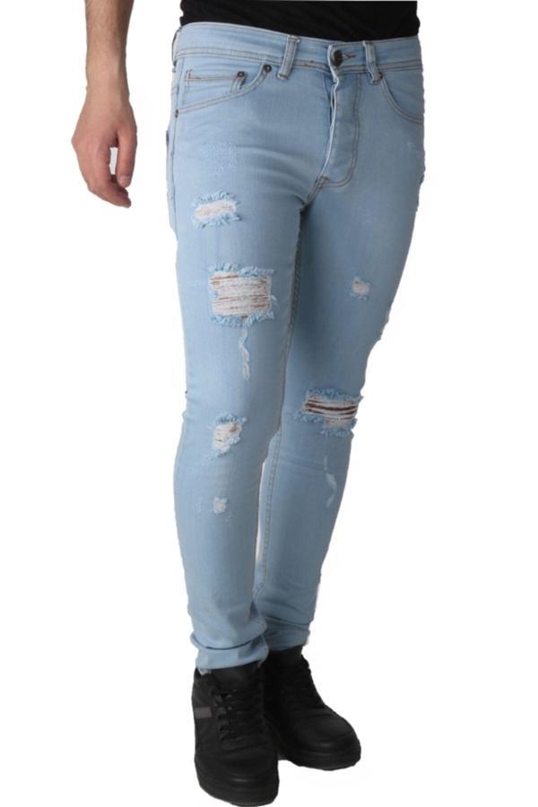 Viking'S Line Erkek Lazer Işlmli Kot Giyimaçık Mavi Denim Pantolon - Image 1
