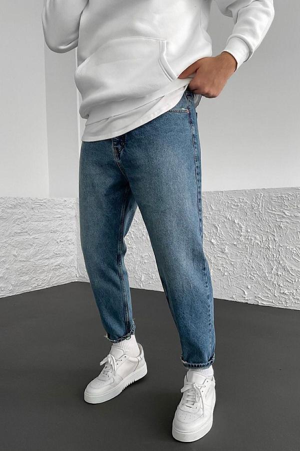 Viking'S Line Boyfriend Mavi Renk Taşlamalı Hafif Cep Yırtık Detaylı Kot Pantolon - Image 1