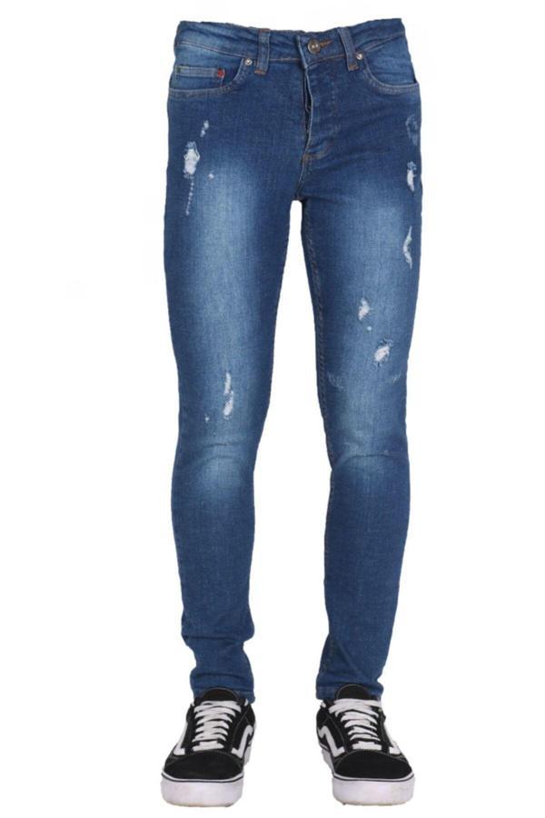 Viking'S Line Erkek Mavi Lazer İşlemeli Denim Pantolon - Image 1