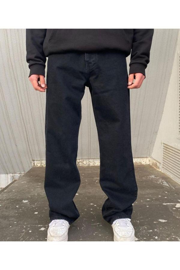Butik Karaca Erkek Salaş Baggy Jeans Fly Siyah Kot Pantolon - Image 1
