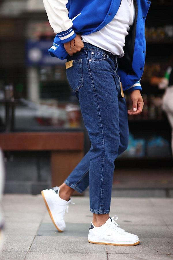 No61 Man Lacivert Renk Rahat Kalıp Kot Pantolon - Image 1