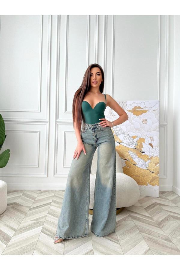 Kaizer Denim Süper Palazo Pantolon .Geniş Paça Etek Pantolon - Image 1