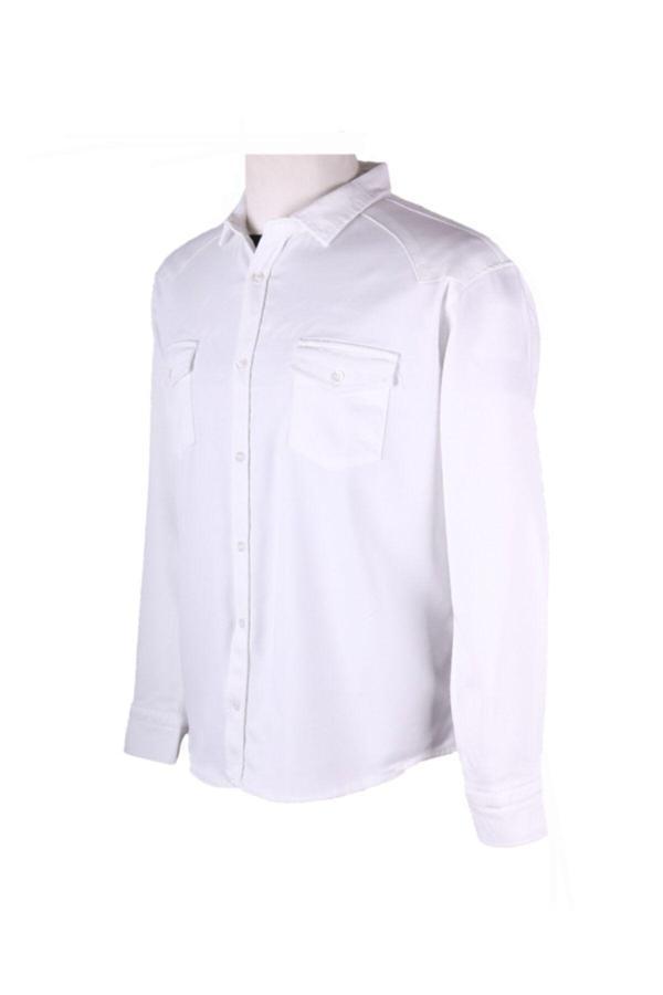 Viking'S Line Erkek Beyaz Pamuklu Kalın Kumaş Gömlek - Image 1