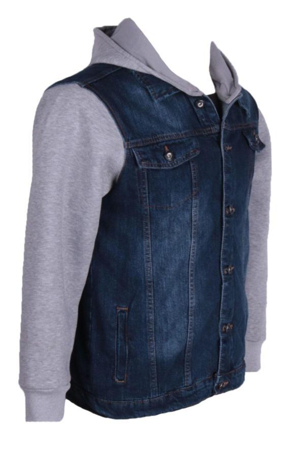 Viking'S Line Erkek Kapüşonlu Denim Mont Mavi Kot Ceket - Image 1