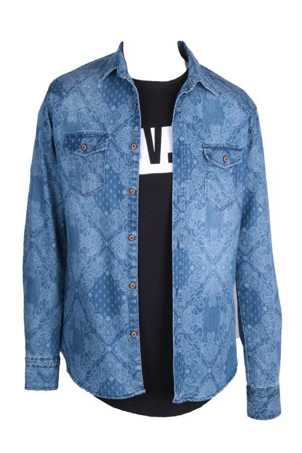 Viking'S Line Erkek Gömlek Baskılı Denim - Image 1