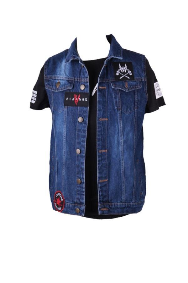 Viking'S Line Vikings Jeans Erkek Denim Armalı Yelek Mavi Kot - Image 1
