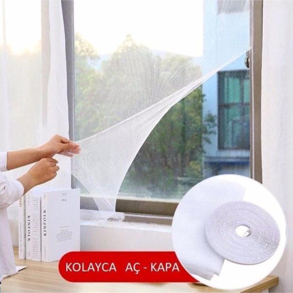 3 Adet Sineklik Yıkanabilir Pencere Sinekliği Cırt Bantlı Yapışkanlı 130cm X 150cm-swatter-windows - Image 1