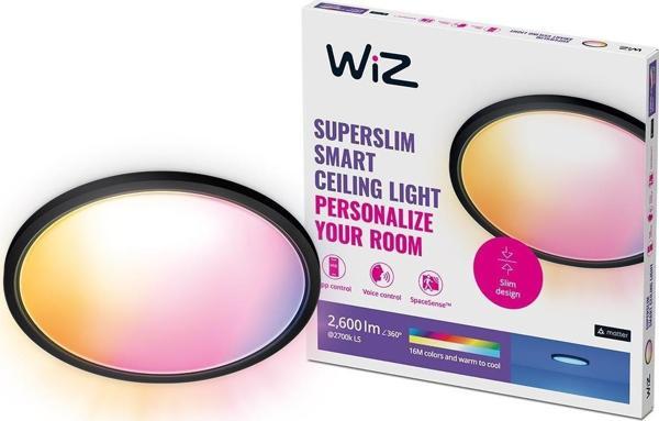 Wiz SuperSlim 22W Siyah Sıva Üstü RGB Akıllı LED Yuvarlak Panel Tavan Armatürü 42 cm çapında 2600 Lumen - Image 1