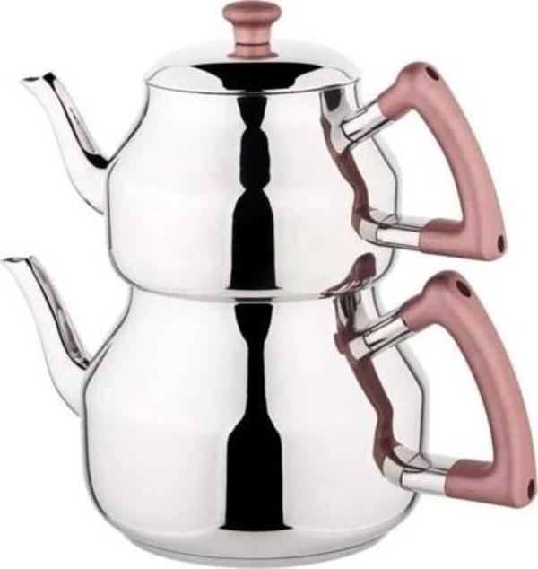 Özkent Marmaris Orta Boy 3,4 Lt Paslanmaz Çelik Çaydanlık Rosegold K315 - Image 1