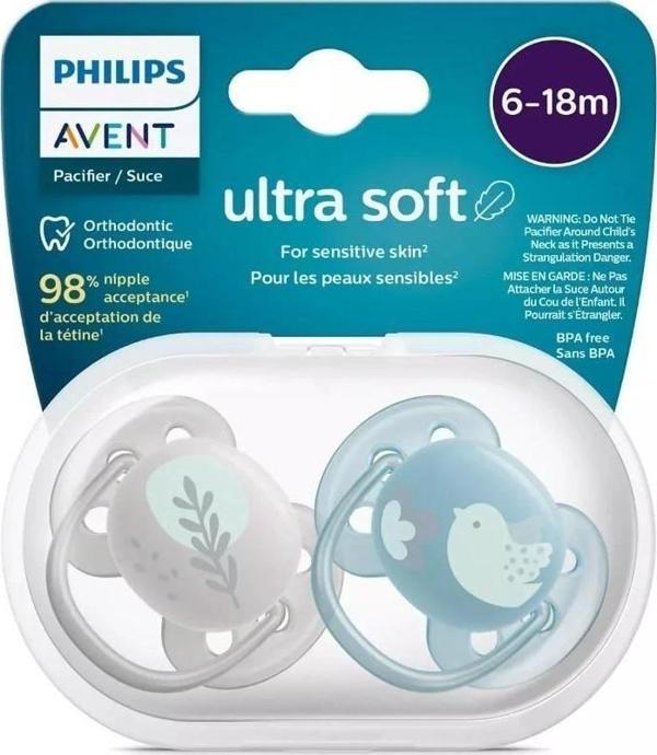 Nessiworld  Philips Avent Ultra Yumuşak Emzik 6-18 Ay Erkek - Image 1