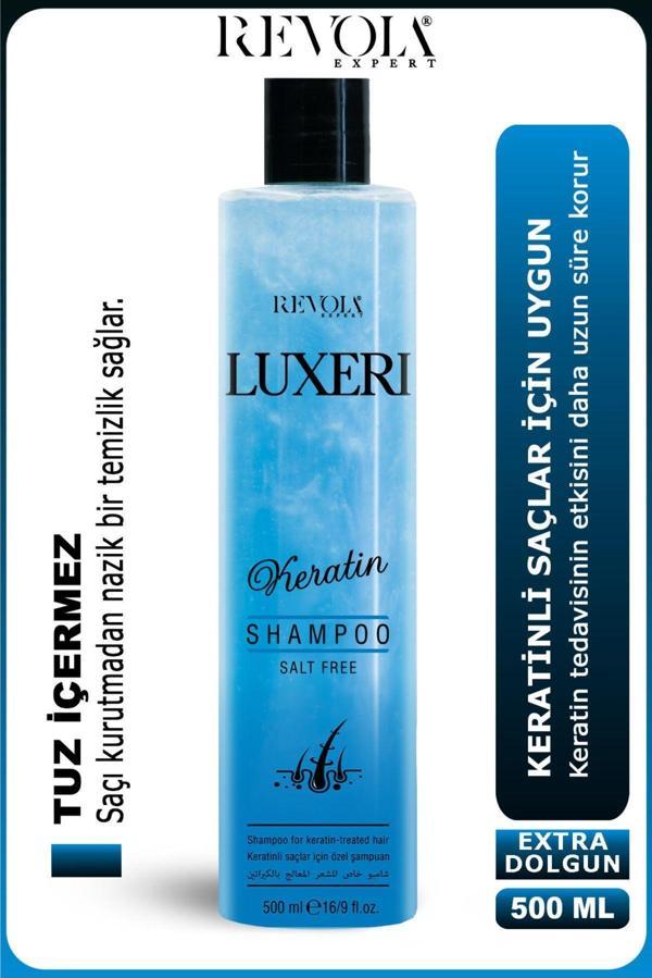 Revola Expert Luxeri Keratin Şampuan - Tuz İçermeyen Formül İle Keratin Bakımına Uygun Uzun Süreli Koruma 500 Ml - Image 1